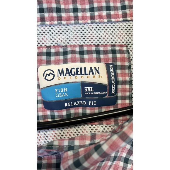 Magellan Outdoors Shirt Mens 3XL Red Blue Plaid Fish Gear Fishing Vented Back - Picture 3 of 8